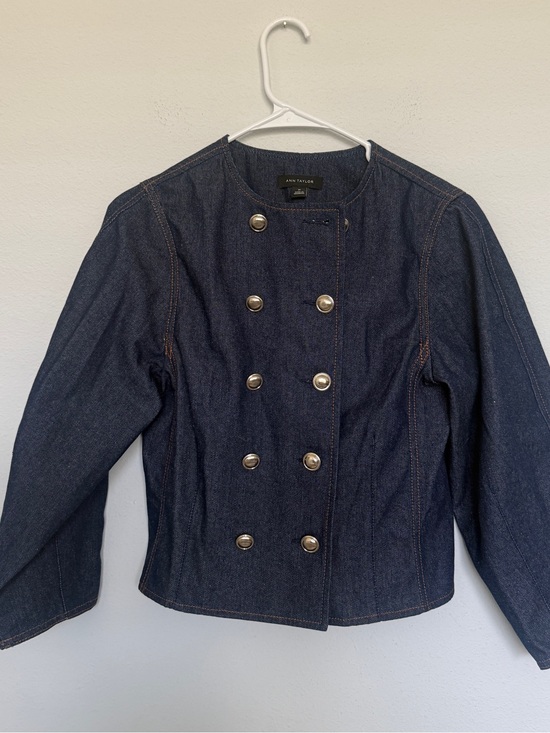 Ann Taylor Jackets & Blazers - Ann Taylor Dark Blue Denim Double-Row Button Jacket